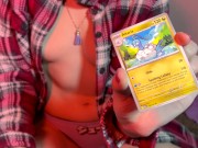 Preview 6 of ASMR Topless Pokemon TCG Booster Pack Opening (small boobs)