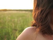 Preview 1 of hairy natural girl on the meadow