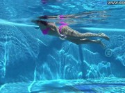 Preview 2 of Russian petite tight babe Lincoln nude in pool