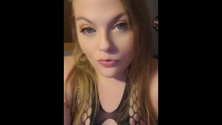 Beautiful bbw teasing in sexy fishnet lingerie then plays with fat pussy
