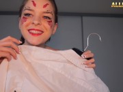 Preview 4 of HALLOWEEN VLOG - I'm making a SEXY HALLOWEEN cosplay + FLUO paint on my body