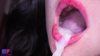 Delicious Tongue Licking Foreskin Blowjob With Cum Close Up