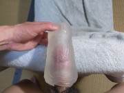 Preview 6 of 【おもちゃ】透明なオナホを使ってみたら気持ちよすぎてすぐイキそうだった【全裸】 Masturbation using a transparent masturbation hole