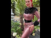Preview 4 of Miss Fetilicious in electric rose latex dress