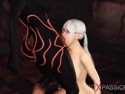 Preview 5 of Hottest futa with a huge dick plays with a sexy horny nerdgirl in the dungeon