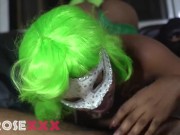 Preview 1 of Green haired ebony whore giving me a good blowjob