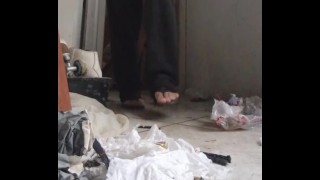 Feet, trash and piss