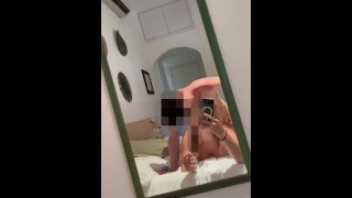 I film myself while hotel room service guy fucks me when my boyfriend is outside - pt.2