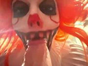 Preview 5 of Cosplay Halloween Pennywise Clown Deepthroat Blowjob POV