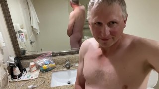 Daddy huge cock Cumshot with front and rear views tries to hit phone with cum