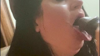 Amazon milf sucks a big black cock and takes it from behind