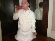 Preview 3 of Cute altar boy worships dildo