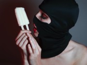 Preview 3 of sexy asmr blowjob with ice cream from a girl in a balaclava