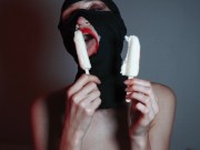 Preview 4 of sexy asmr blowjob with ice cream from a girl in a balaclava