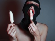 Preview 5 of sexy asmr blowjob with ice cream from a girl in a balaclava