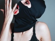 Preview 1 of pussy in a balaclava with a rough tongue licks herself
