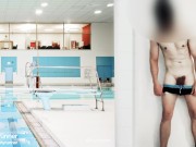 Preview 3 of Hot Twink Boy Cumshot at Pool Shower | FULL VFX SCENE