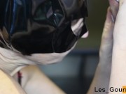 Preview 6 of 4K - Catwoman with red lipstick gives a nice blowjob, swallows the cum and laps it from her hands