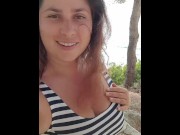 Preview 2 of Busty Cutie ExpressiaGirl Masturbates, Fingers Hard herself and Chats with Friends in a Public Park