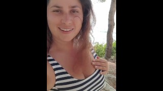 Busty Cutie ExpressiaGirl Masturbates, Fingers Hard herself and Chats with Friends in a Public Park