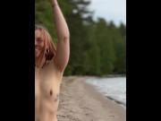 Preview 4 of Milf girl undresses on a public beach,naked
