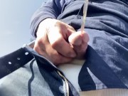 Preview 6 of Daddy public peeing pissing on the phone - SOUND ON!
