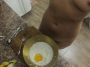 Preview 4 of Naked girl cooked pancakes