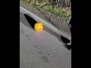 Preview 2 of Desperation Piss - Milf Peeing in a Pumpkin found on Road!