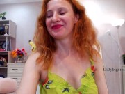 Preview 3 of redhead milf fingering wetpussy teasing flashing pussy closeup in transparent panties