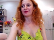 Preview 4 of redhead milf fingering wetpussy teasing flashing pussy closeup in transparent panties