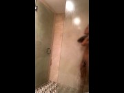 Preview 3 of I take a hot shower playing with my hard cock for a fan