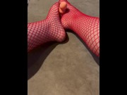 Preview 3 of Foot Job in Red Fishnets