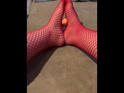 Preview 4 of Foot Job in Red Fishnets