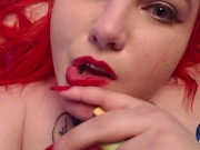 Preview 5 of Lady with red hair vaping and teasing boobs naked