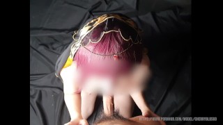 Cute girl with mask cosplay Rem play toys, got fucked and cum in mouth