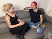Preview 2 of Dildo representative visits me and my friend CurlyCate