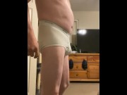 Preview 6 of Voyeuristic daddy plays with his cock while dressing for work