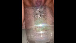Masturbation with a serious vibrator while away at home