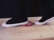 Preview 1 of Cock Crushing Full Weight in High Converse Shoes - Bootjob, Shoejob