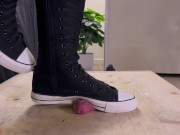 Preview 5 of Cock Crushing Full Weight in High Converse Shoes - Bootjob, Shoejob