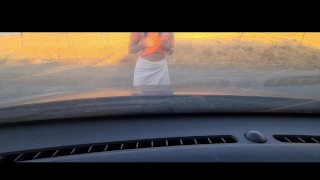 The voyeur cums inside me. Cuckold watches slutty wife fuck in parking lot. Real amateur