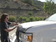 Preview 2 of Stepsister Aubree Valentine Tempts Step bro Into The Back Of His Truck With Her Trimmed Pussy