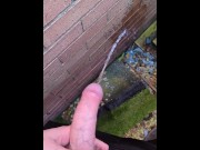 Preview 4 of Pissing outdoors, desperate big cock