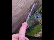 Preview 5 of Pissing outdoors, desperate big cock