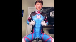 Overwatch Dva Cosplayer femboy twink riding a big dildo