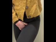 Preview 5 of Teen girl desperately holding pee in school then pissing and cumming in the toilets