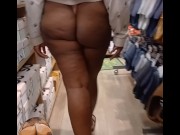 Preview 4 of Ebony flashing titties, pussy and asshole in the mall
