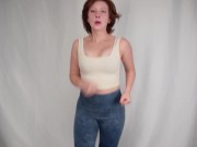 Preview 2 of Embarrassed Naked Female Runner, Jumping Jacks Clothing disappearance ENF