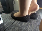 Preview 1 of Wife at the office ballet flats shoeplay