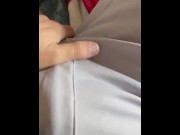 Preview 1 of Jerking off in a pair of baseball pants borrowed from the corporal accidently got cum on it :-(